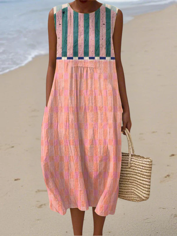 Blythe | Striped Pastel Midi Dress