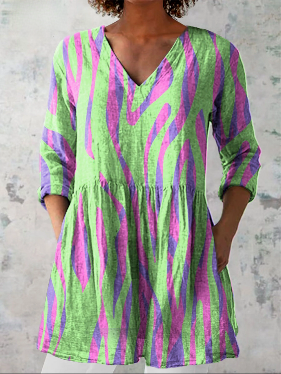 Oceane | Ethnic Print V-Neck Blouse