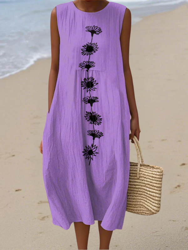 Iris | Bloom Floral Midi Dress in Cotton