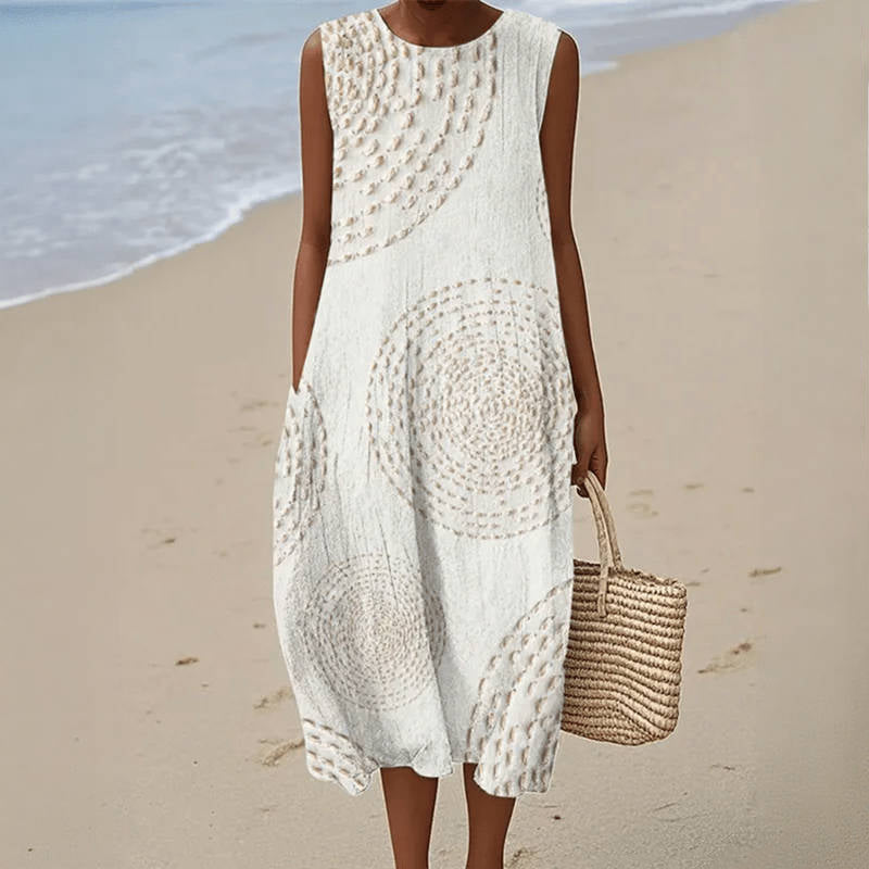 Harriet | Retro Linen-Look Casual Midi Dress