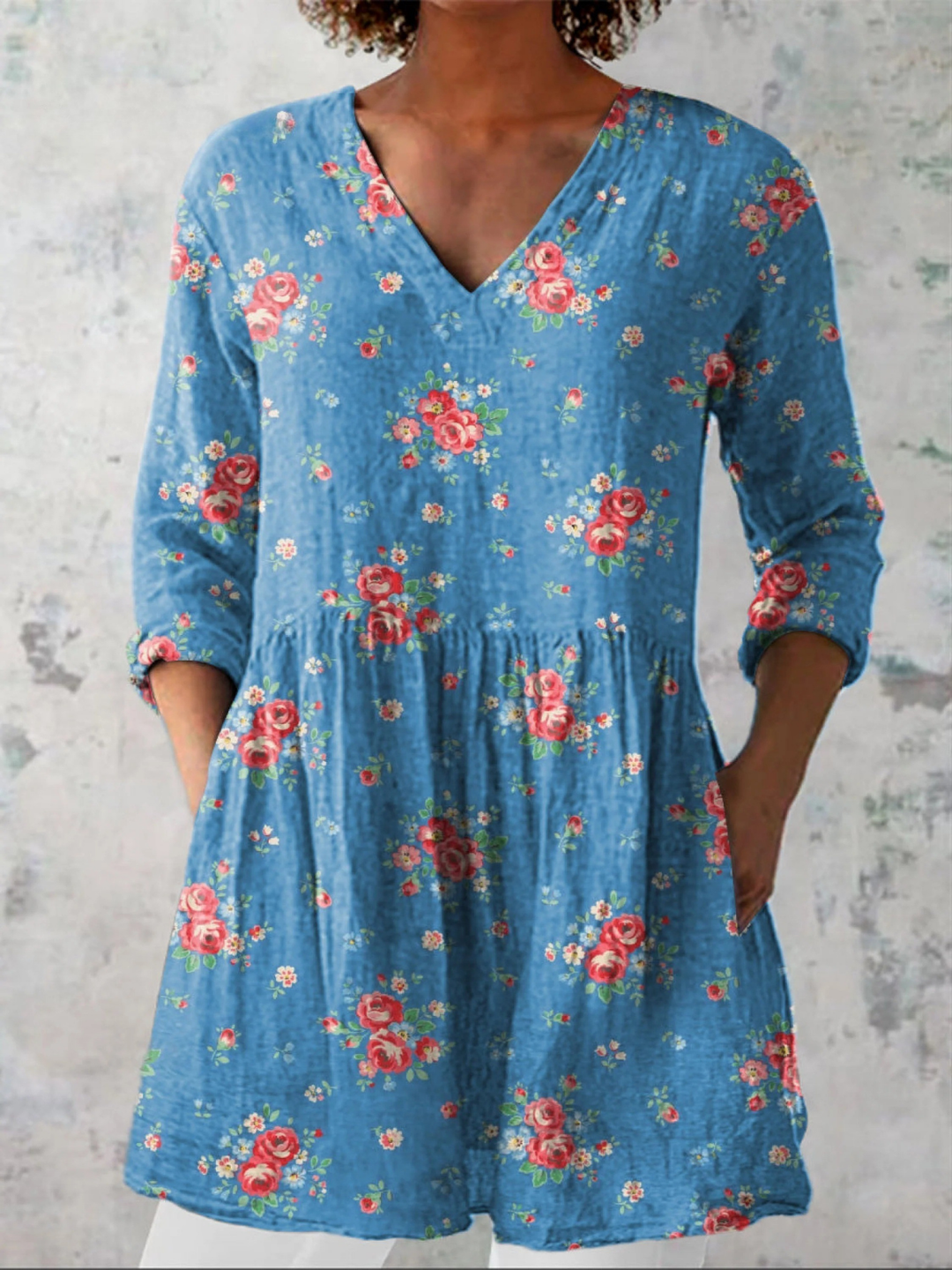 Melanie | Abstract Print V-Neck Blouse