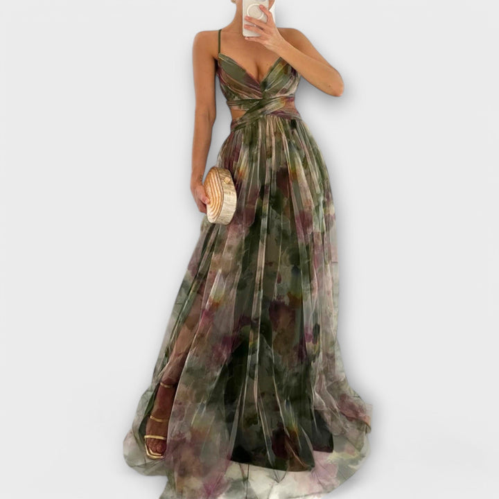 Annai Mesh Maxi Dress - Elegant and Figure-Shaping