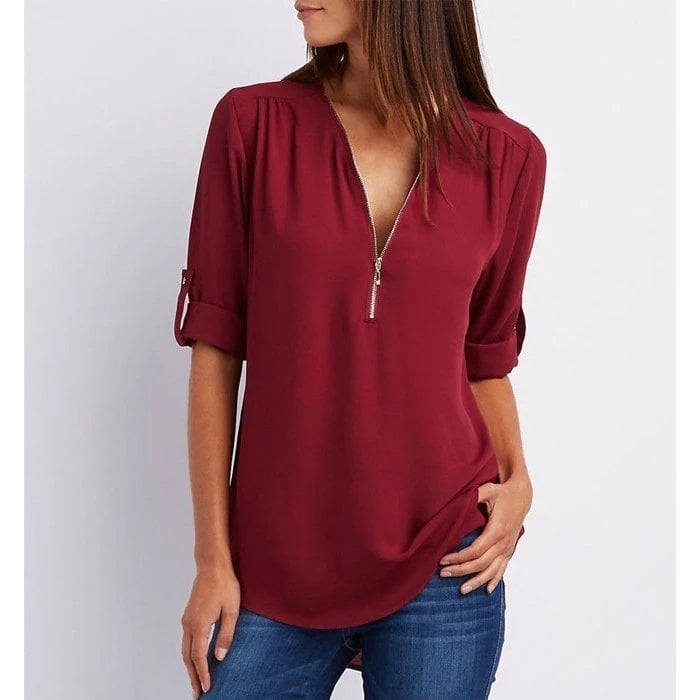 Gwen | Chic Zipper Blouse