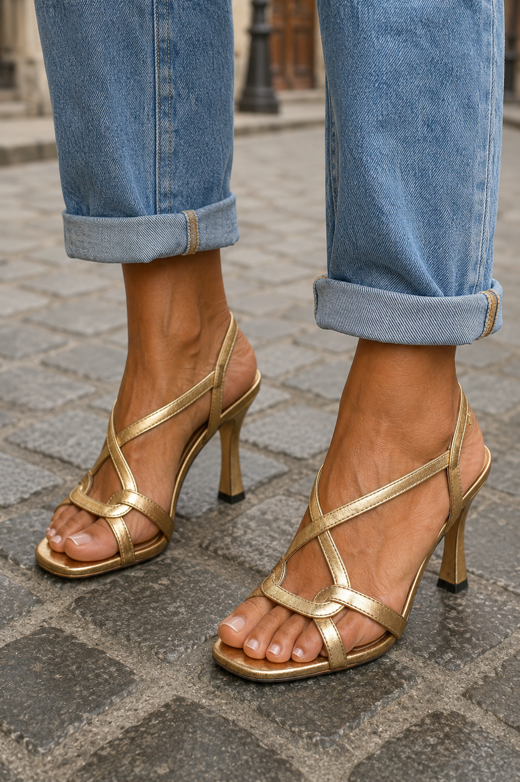 Ottavia | Golden Crisscross Heel