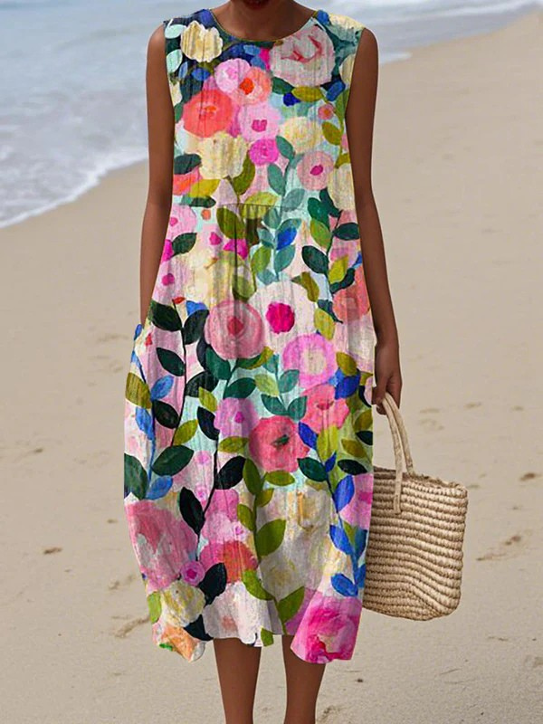 Millicent | Floral Midi Dress in Cotton Blend