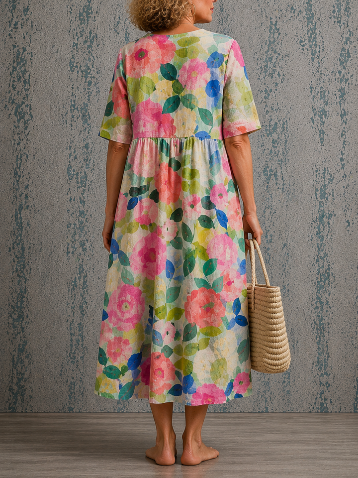 Susan | Half Sleeve Linen Dress