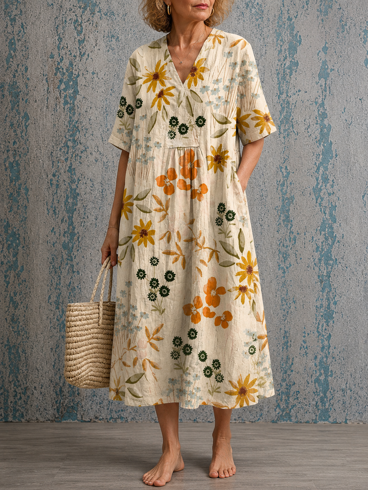 Beverley | Half Sleeve Linen Dress