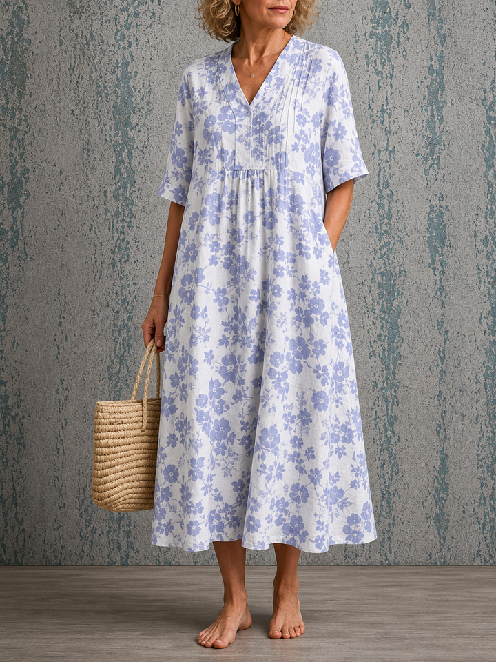 Janice | Half Sleeve Linen Dress